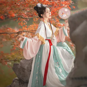 Tradicinis Kinų Hanfu Suknelės Moterims Didelio Dydžio Triušių Siuvinėjimo Princesė Apranga Pasakų, Liaudies Šokių Kostiumai 3 Spalvų