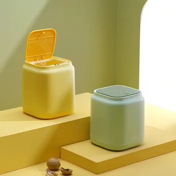 Mielas Darbalaukio Šiukšliadėžės Kūrybos Office Mažosios plastikos Paprasta Paspauskite Šiaurės Atliekų Konteinerius su Dangteliu, Apversti Popieriaus Krepšelį Mini Kambarį