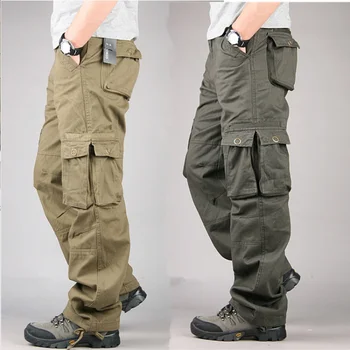 Vyriški Krovinių Kelnės Medvilnės Atsitiktinis Ilgos Kelnės Naujos 2021 Plus Multi Pocket Pantalon Homme Vyrų Mados Karinės Taktinės Kelnės Vyrams