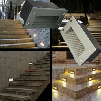 Nemokamas pristatymas Lauko 3W LED Laiptai, Sienos Nišoje Šviesos diodų (LED) Žingsnis Lempa LED atspari Vandeniui IP67 LED Footlight 85-265v