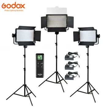 Godox 3x LED500C 3300-5600K Bi-color 500 LED Panel Vaizdo, Šviesos, Nuolat Apšvietimo Rinkinys LED500W + 2,8 m Stovėti + Adapteris