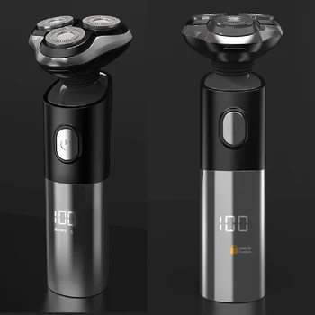 Vyrų Skustuvas USB Įkraunamas Elektrinis Skustuvas Vandeniui LCD Ekranas Barzda Žoliapjovės Epiliatorius Plaukiojantis Pjovimo Galvos Skutimo Mašina
