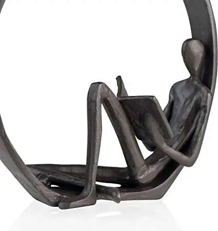 Estetinės Apsuptas Reader Meno Geležies Skulptūra Šiuolaikinio Abstraktaus Statulėlės Lentynos Dekoro Akcentai Lentynoje Žiedas Dekoratyviniai Objektai1