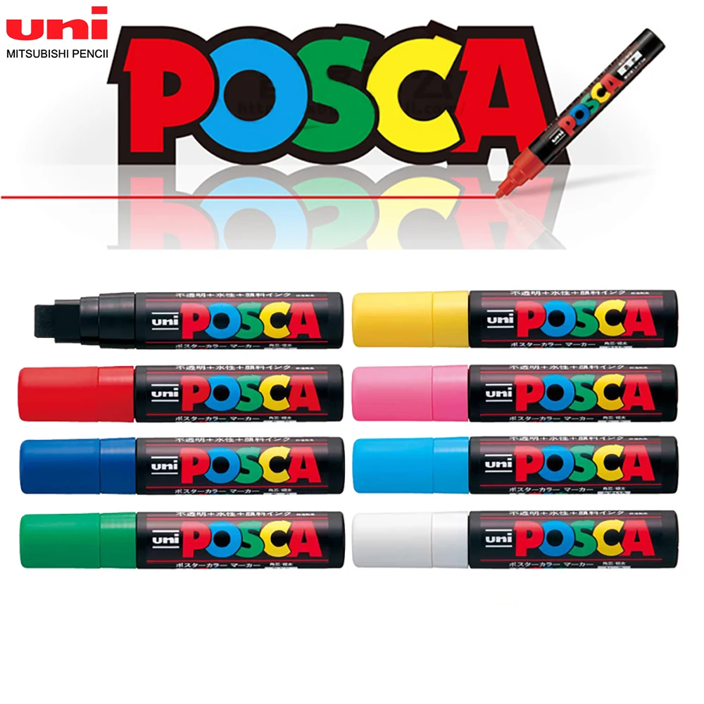 UNI Žymeklis POSCA PC-17K 8 Spalvų Rinkinys, POP Plakatas Vandens Reklama/Grafiti Žymeklis 15mm Nid Simbolių Ryškus ir Spalvingas1