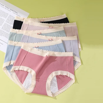 Menstruacijų Kelnės Plius Dydis Medvilnės dryžuotas Pantie dėl Mėnesinės Mid-Rise Nuotėkio Fiziologinį Įrodymą Laikotarpį Kelnes M-XL Kelnės