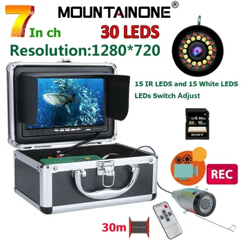 DVR HD 1280*720 Ekrano Žuvų Ieškiklis Povandeninės Žūklės Kamera 15vnt Balti Led+15vnt IR LEDS1080P Kamera Žvejybos 16GB Recod
