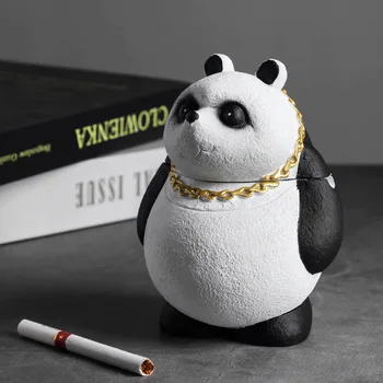 Mielas Panda Peleninę Kūrybinės Keramikos Didelės Talpos Gyvūnų Peleninė Su Dangčiu, Rūkymo Aksesuarai, Dekoravimo, Dovana Vaikinui