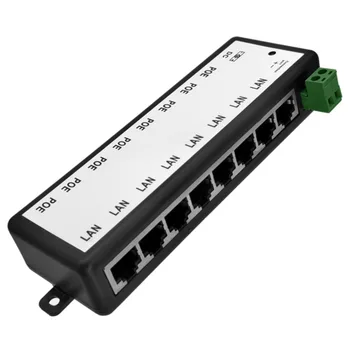 8 portsPoE Purkštuvas PoE Maitinimo Adapteris Ethernet Maitinimo Pin 4,5(+)/7,8(-) Input DC12V-DC48V IP Kameros