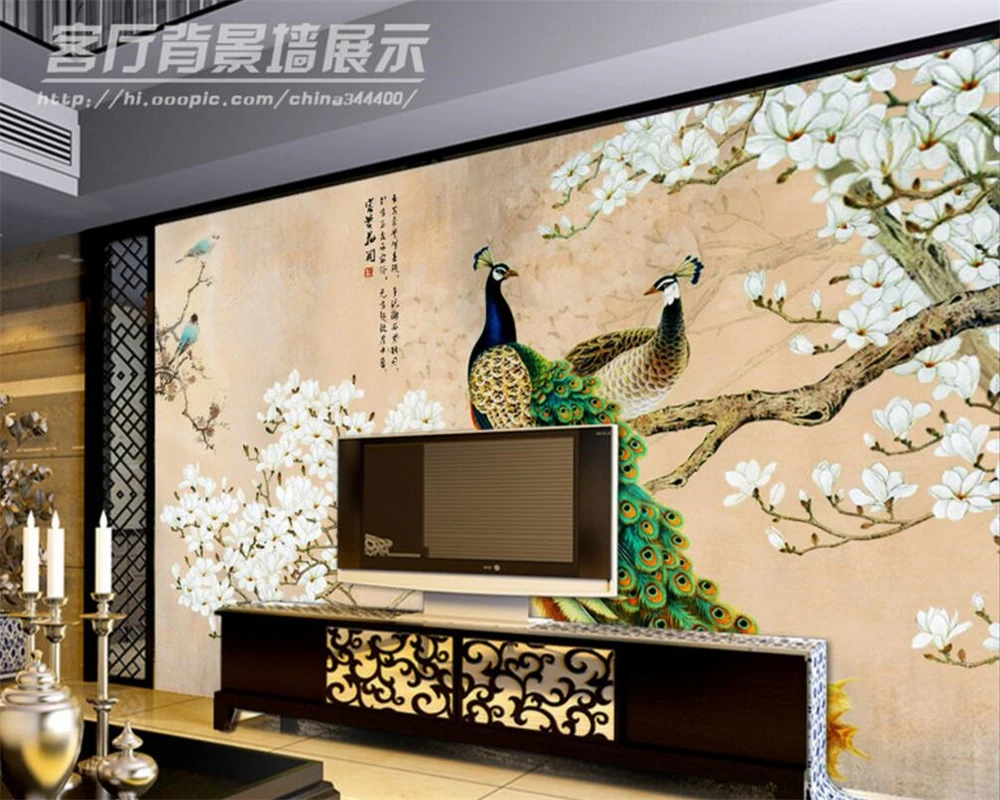 Beibehang freska tapetai žydi turtingas povas laimingas 3D kambarį, TV, sofa, miegamojo namų puošybai freskomis 3D tapetai2