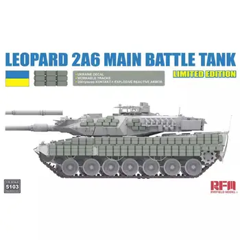 RYEFIELD 5103 1/35 Mastelis Leopard 2A6 Pagrindinis Tankas w/Ukraina Decal & Kontakt1ERA & Veikiantį Dainos