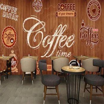 Europos ir Amerikos Retro Kavos Etiketės Fone Sienos Popieriaus 3D Kavos Pertrauka Restoranas, Kavinė Pramonės ir Dekoro, Sienų Tapetai