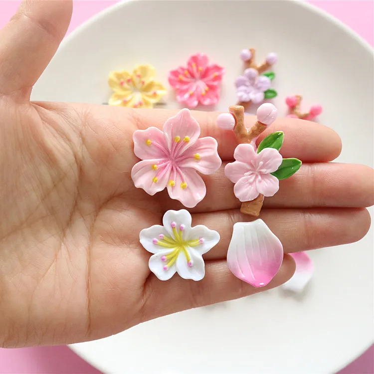 10vnt Mini Kawaii Mielas Gėlės Žiedlapis Butas Atgal Cabochons užrašų knygelė 