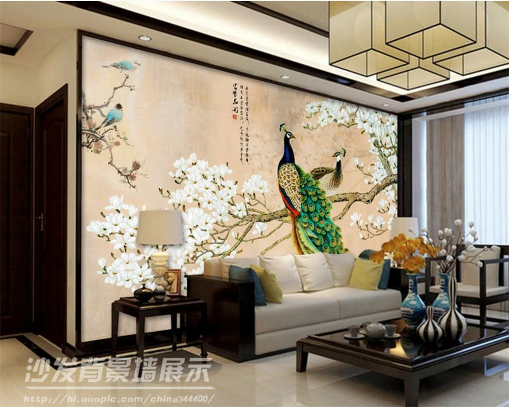 Beibehang freska tapetai žydi turtingas povas laimingas 3D kambarį, TV, sofa, miegamojo namų puošybai freskomis 3D tapetai3