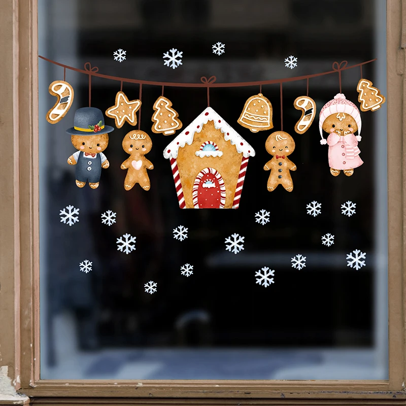 Linksmų Kalėdų Senį Animacinių filmų Gyvūnų Snowfakes Sienų Lipdukai Kambarį Lango Stiklo Namų dekoro Naujųjų Metų Lipdukai3