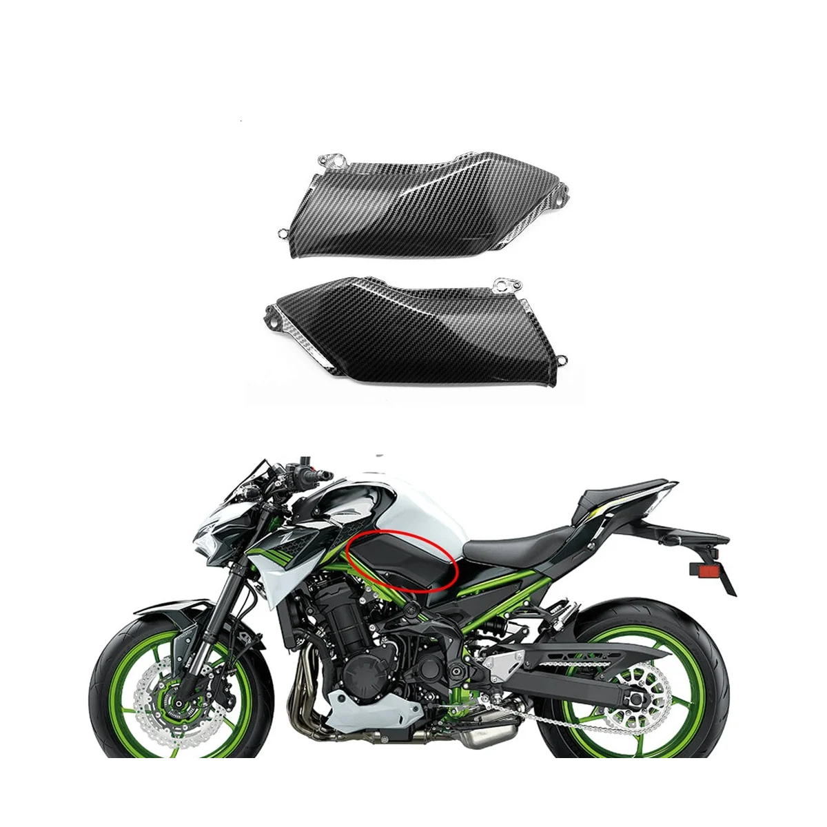 Motociklo Degalų Bako Apatinės Plokštės Lauktuvės Tinka Kawasaki Z900 2017-2022 Skydo Pusė Kelio Trinkelėmis3