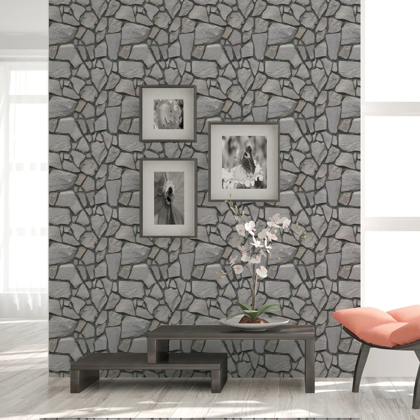 Sienos popieriaus 3D Lipnios Plytų, Marmuro Imitacija Iškilumo 