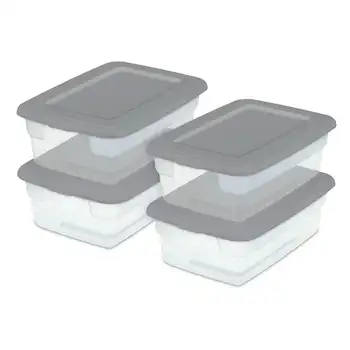 3 Litrų Plastiko Saugojimo Dėžė, Pilkas ir Aiškus, 16 Count