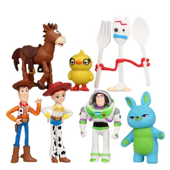 7pcs/set Disney Toy Story Buzz Lightyear Sumedėjusių Jessie Maža Žalia Vyrų Veiksmų Skaičius, Žaislai, Gimtadienio Dovana Tortas Ornamentu