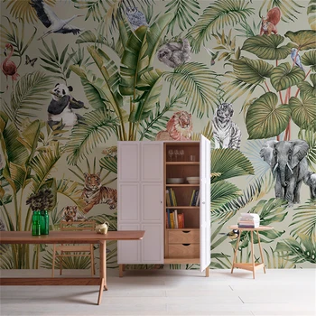 Custom papel de parede tropinių miškų augalų, gyvūnų ekrano užsklanda kambarį, TV foną, freskos homestay sienų dangos