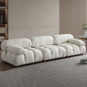 Moderni Sofa Deriniai Su Lankstus Audinys Baltos Spalvos Vintage Ėriukų Vilna Prabanga Sofa-Lova, Dizaineris Canape Salonas Gyvenimo Kambario Baldai