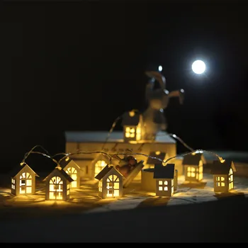 2M 10 LED Styginių Šviesos Medinis Namas Kalėdinė Girlianda Lemputė Šiltai Balta Atostogų Šalis Dovana, Vaikų Kambario Dekoravimas