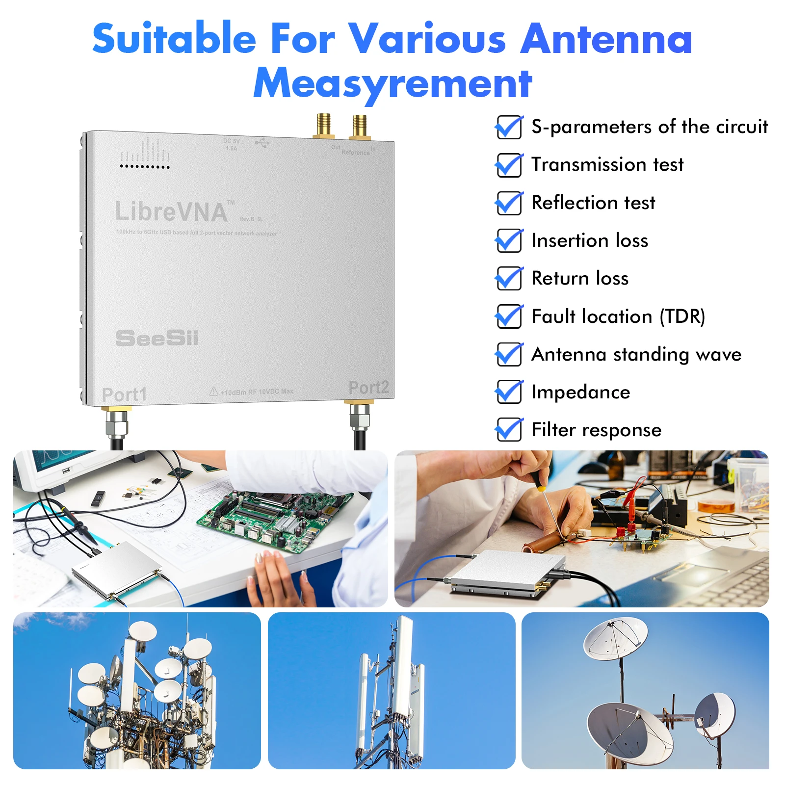 LibreVNA 100kHz-6GHz Vektoriaus Tinklo Analizatorius Profesional NanoVNA Antenos Analizatorius USB Pagrįstas Pilnas 2-Port su Išorinės Nuorodos5
