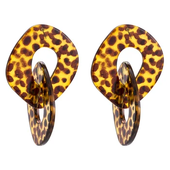 FishSheep Pareiškimą 2018 Didelis Akrilo Leopard Geometrinis Auskarai Moterims, Madingų ZA Papuošalai Dervos Apskritimo Ilgio Lašas Auskarai Boho