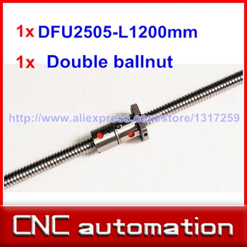 CNC Valcavimo Ballscrew 2505 -L 1200mm DFU2505 kamuolys varžtą geležinkeliais su vienu du kartus ballnut