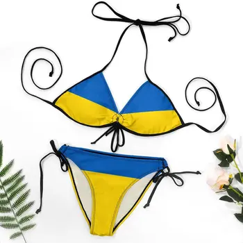 Vėliava Ukraine_41576516 Bikini Grafinis Egzotinių Moterų Bikinis Juokinga Naujiena Paplūdimio Aukščiausios Kokybės maudymosi kostiumėlį