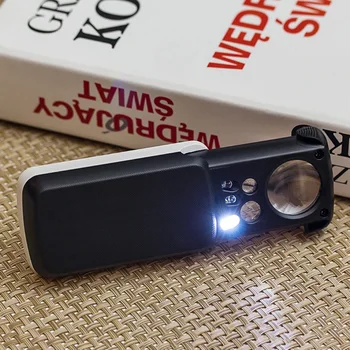 Akrilo Optinis Objektyvas Kišenės Didinamąjį Didinamojo stiklo, Juvelyriniai Akių Stiklo Loupe su LED ir UV Papuošalai Įvertinimas / Svarstymas