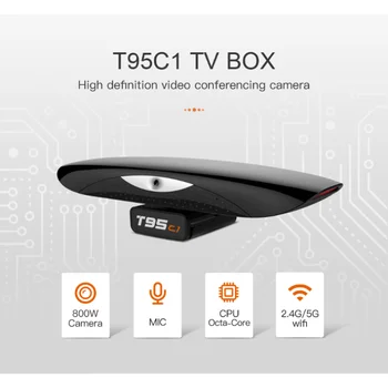 T95C1 Konferencija Set-top Box, Android TV Box Dual Band WiFi Konferencija 8K vaizdo Kamerą Didelės raiškos Protingas Set-top Box