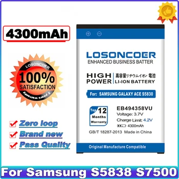 EB494358VU 4300mAh Samsung Galaxy Ace Plus S5838 S7500 S5830 S6802 B7510 i569 i579 i619 S5660 S6102 S6108 S5830I Baterija