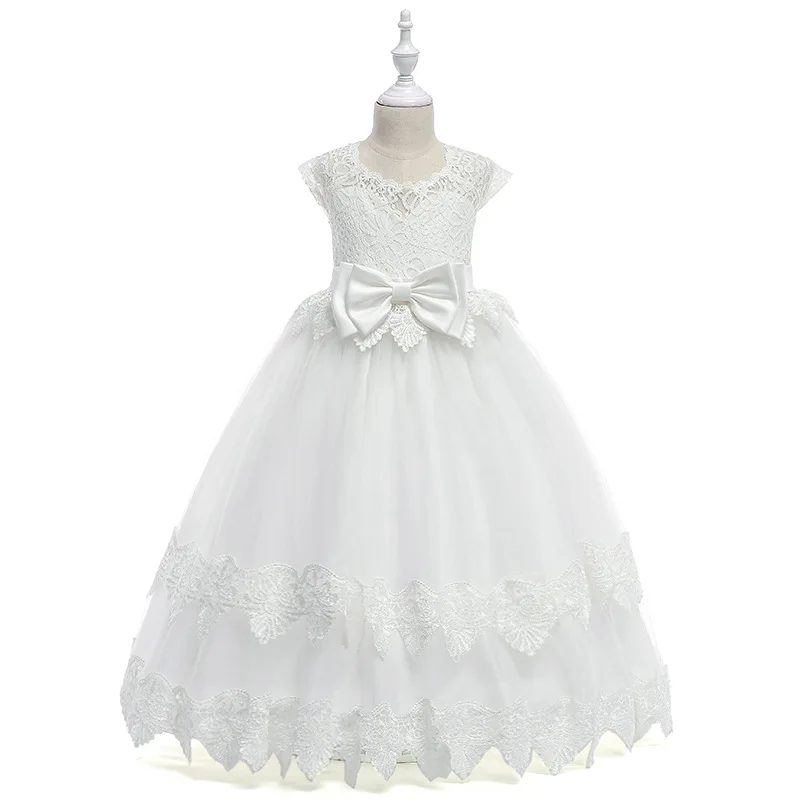 Balta 2023 Gėlių Mergaičių Suknelės Vestuvėms Kamuolys Suknelė Bžūp Rankovėmis, Tiulio, Nėrinių Pirmosios Komunijos Suknelės Mergaitės0